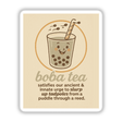 Funny Boba Tea Sticker or Clipart with Commercial Rights: A humorous cartoon bubble tea character with a smiling face, ideal for stickers or digital art from Decal Venue.