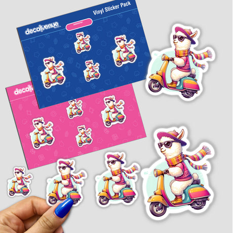 Stylish Llama Riding a Scooter