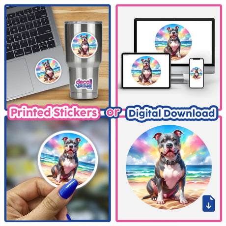 Colorful Beach Pitbull Dog