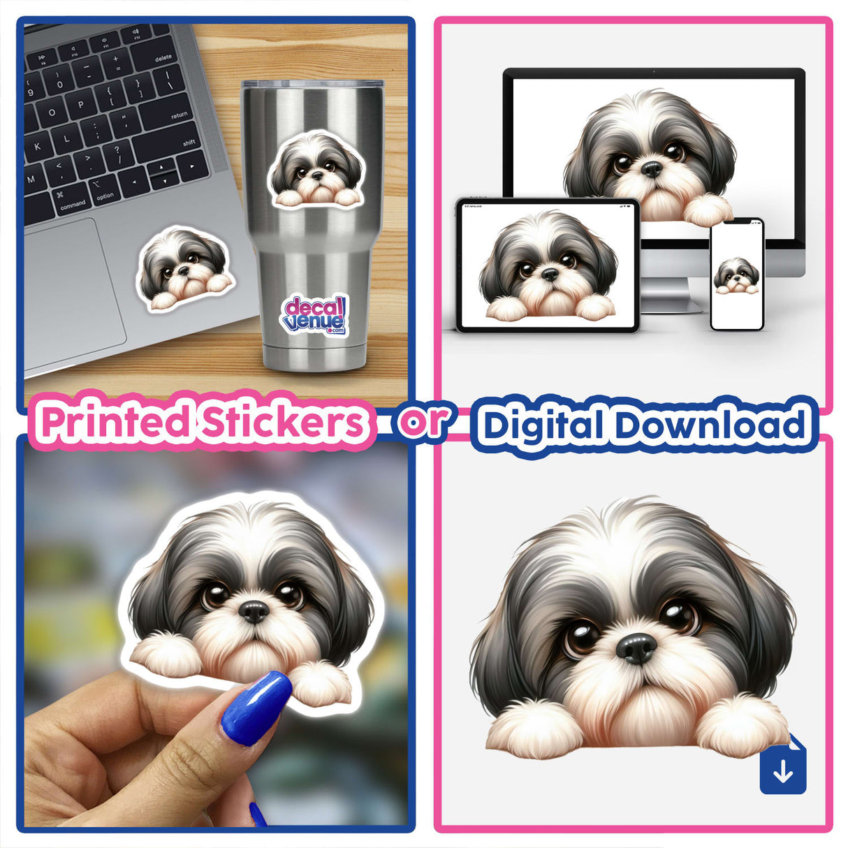 Cute Peeking Face Shih Tzu Dog