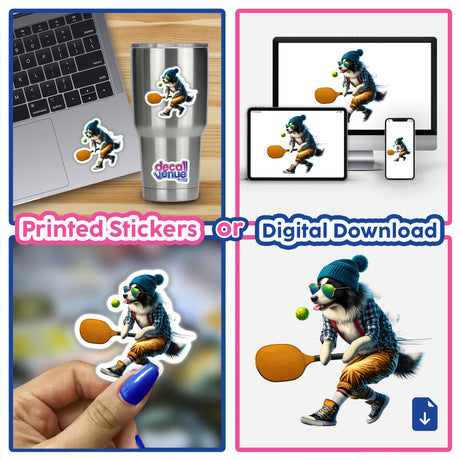 Hipster Border Collie Playing Pickleball