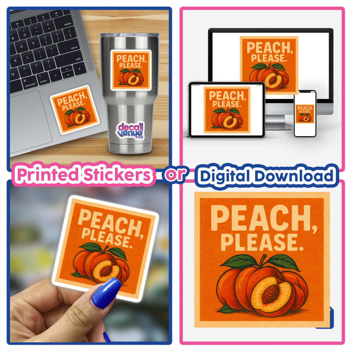 Redland Summer Fruit Festival Sticker or Clipart by Peach Please Design, showcasing a vibrant fruit-themed illustration available as a sticker or digital artwork with commercial rights.