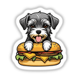 Adorable Schnauzer dog with cheeseburger digital artwork for Decal Venue store