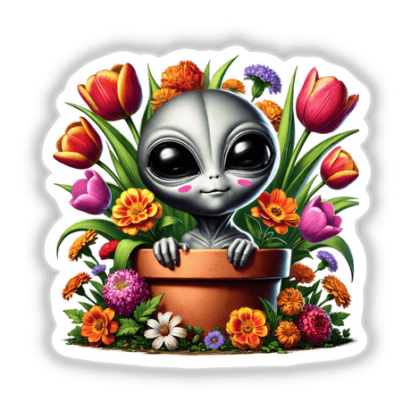 Alien Peeking Out of Flower Pot