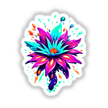A Colorful Spring Flower, intricately designed, available as vinyl stickers or digital artwork from Decal Venue, showcasing unique fractal art aesthetics perfect for vibrant decor or creative projects.