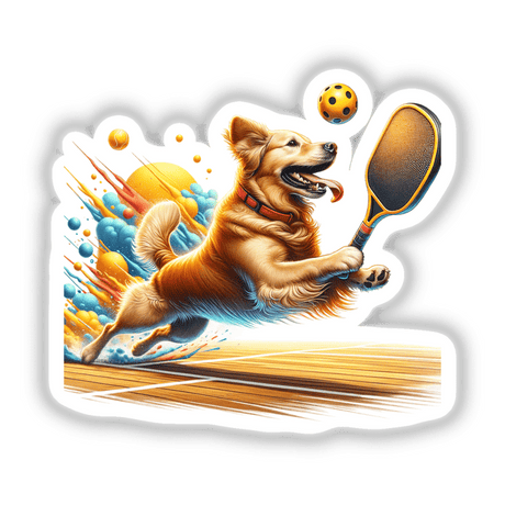 Golden Retriever Dog Playing Pickleball