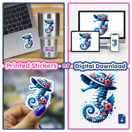 Seahorse in Summer Beach Hibiscus Hat