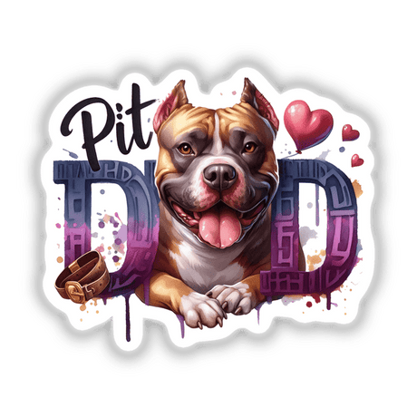 Watercolor Pit Dad Pitbull Dog