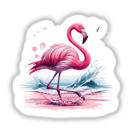 Splashing Flamingo Bird