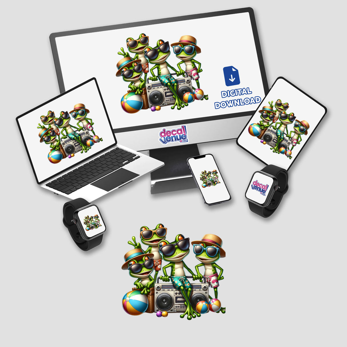 Frog Summer Beach Party Sunglasses Boombox