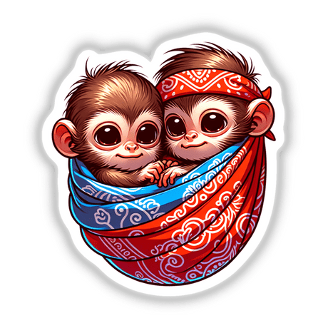 Cute Monkeys Wrapped Up in a Bandana