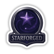 Starforged – RPG-Style Skill Badge (Silver & Violet Galaxy Emblem) displayed as a detailed vinyl sticker or digital art, reflecting a cosmic theme.