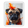Cute Pug - Animal Portrait featuring a pug with dynamic splashes of paint around its head, available as unique stickers or digital artwork, capturing the playful essence of a beloved pet.