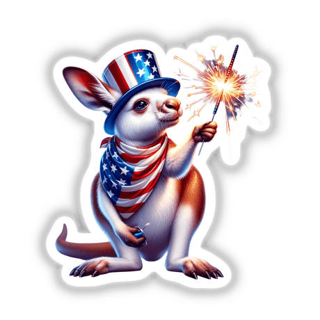 Kangaroo Holding Sparkler 4th of July