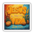 JESÚS El Pan de Vida Juan 6:35 | Fauvist Sticker or Clipart, features a detailed sign with text and plants, perfect for commercial use as a sticker or digital art.
