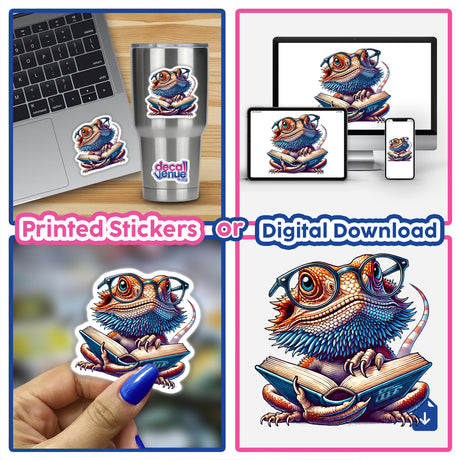 Bearded Dragon With Reading Glasses Open Book