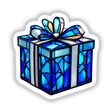 Hanukkah Gift Box Stained Glass Style featuring intricate stained glass motifs, available as stickers or digital artwork. A unique offering from Decal Venue, highlighting artistic design and festive charm.