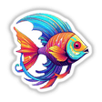 Colorful tropical angel fish digital artwork with vibrant fins and scales, suitable for stickers or digital downloads.