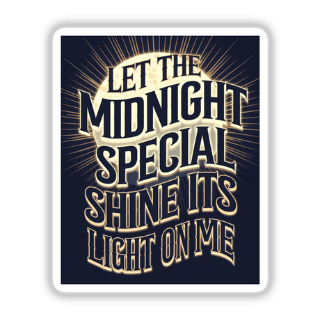The Midnight Special Vintage Typography Design Sticker or Clipart with Commercial Rights features a moon and text, showcasing unique graphic design elements from Decal Venue's collection.