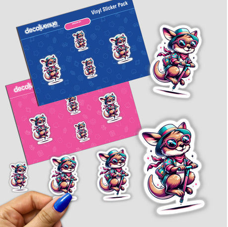 Stylish Kangaroo Jumping on Pogo Stick