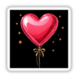 Heart-Shaped Balloon Bouquet with Gold Ribbon, featuring a pink heart-shaped balloon adorned with a gold ribbon, available as unique stickers or digital artwork from Decal Venue.