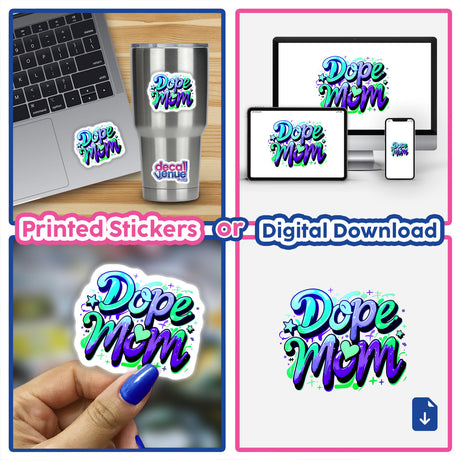 a set of three stickers with the words do more mom on them