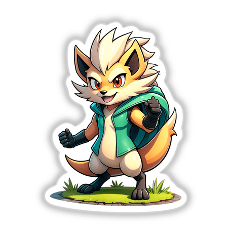 Furry Fighter - Shadow Striker The Hedgehog depicted as a cartoon fox, available as stickers or digital artwork. Perfect for fans of unique vinyl stickers and digital art.