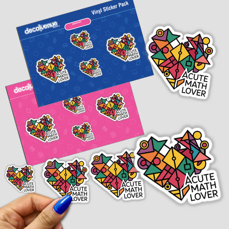 Colorful abstract sticker depicting "Acute Math Lover" design, available as a digital download or vinyl sticker from Decal Venue's store of unique digital art and stickers.