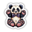 a panda bear with a bow tie sitting down