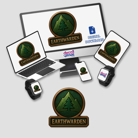 Earthwarden – RPG-Style Skill Badge featuring a Bronze & Green Nature Crest, available as unique stickers or digital artwork, ideal for enthusiasts seeking distinctive vinyl decals or digital designs.