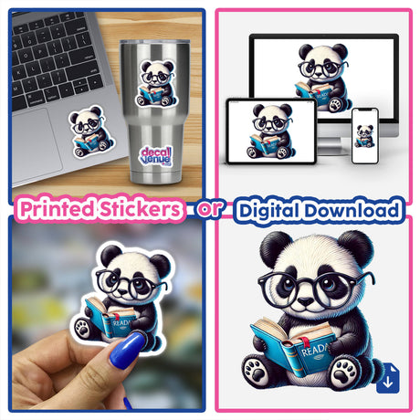 Panda With Reading Glasses Open Book