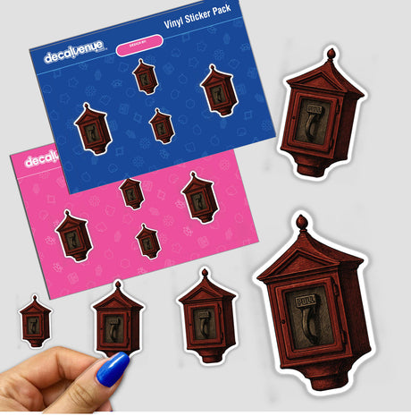 Fire Alarm Box Clipart PNG & Sticker – Vintage Gamewell Printable, showcasing a detailed fire alarm sticker design, ideal for crafts, safety history projects, or gifts. Available as high-res digital art and waterproof stickers.