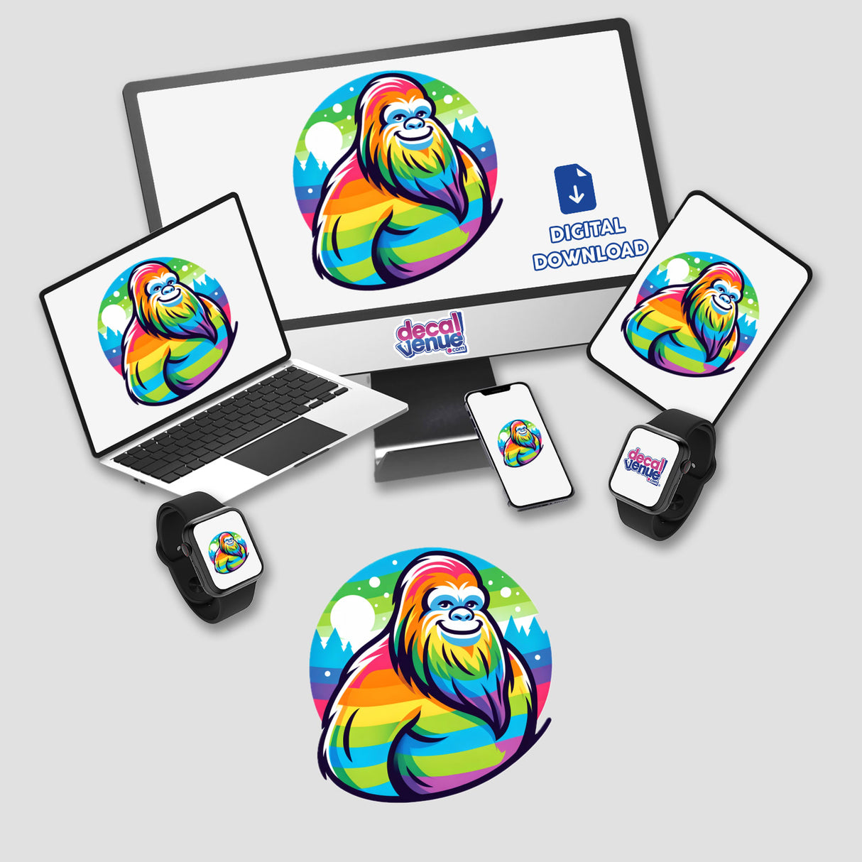 Rainbow Colored Bigfoot Sasquatch