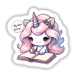Cute unicorn digital artwork with adorned horn writing in a diary