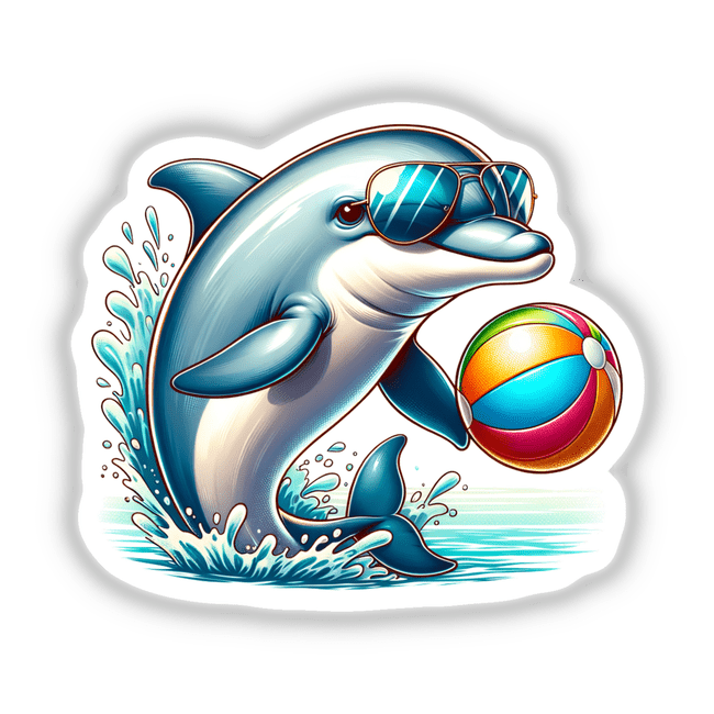 Dolphin Wearing Sunglasses with Beachball