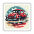 Iconic Red Volkswagen Bug Digital Artwork
Vintage VW Beetle, Tropical Beach Scenery