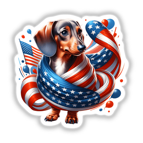 Patriotic Dachshund Wrapped in USA Flag