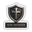 Iron Defender – RPG-Style Skill Badge (Silver Knight Shield) featuring intricate silver shield design, available as a vinyl sticker or digital artwork, embodying Decal Venue's unique artistic flair.