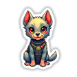 a small dog with big eyes sitting down