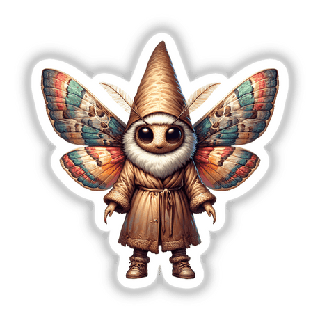 Moth Gnome cartoon character with wings, available as stickers or digital artwork from Decal Venue.