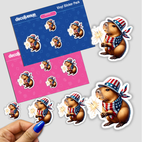 Capybara Holding Sparkler 4th of July