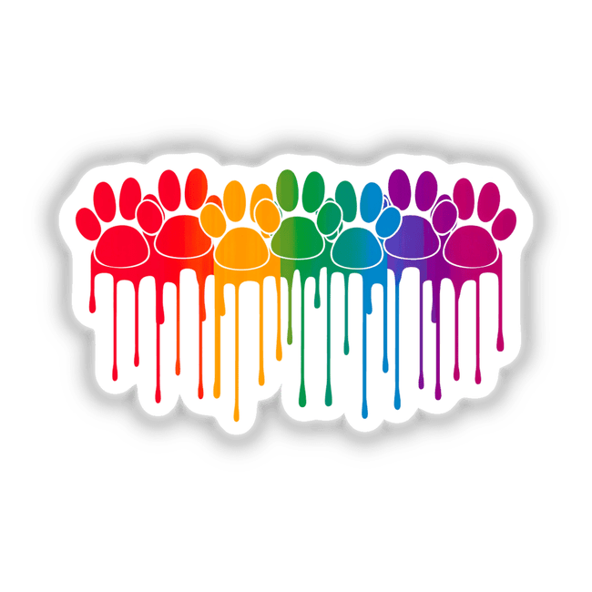 Rainbow Dog Paws Dripping Pride Month LGBTQ