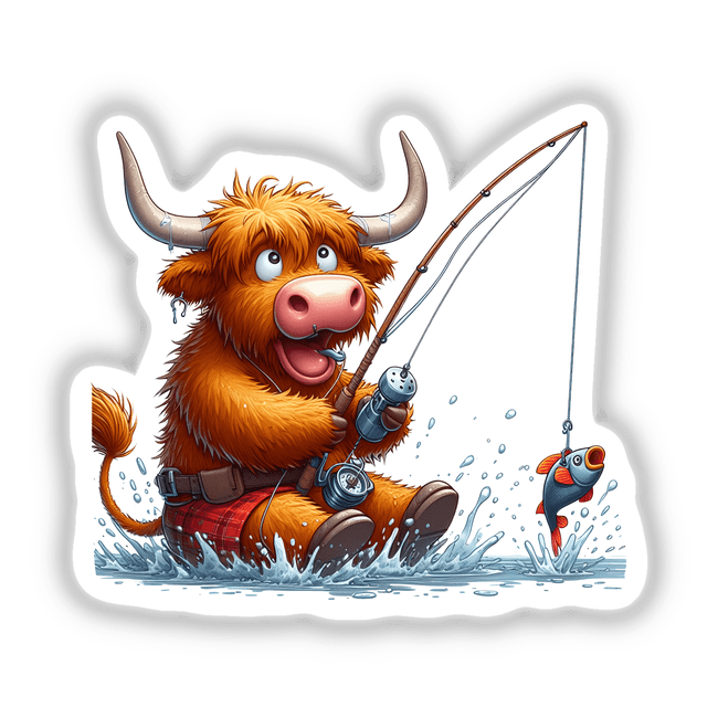 Humourous Highland Cow Fishing