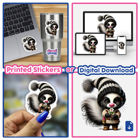 Skunk Gnome Holding Flower