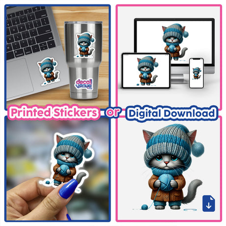 Russian Blue Cat Gnome Holding Ball of Yarn