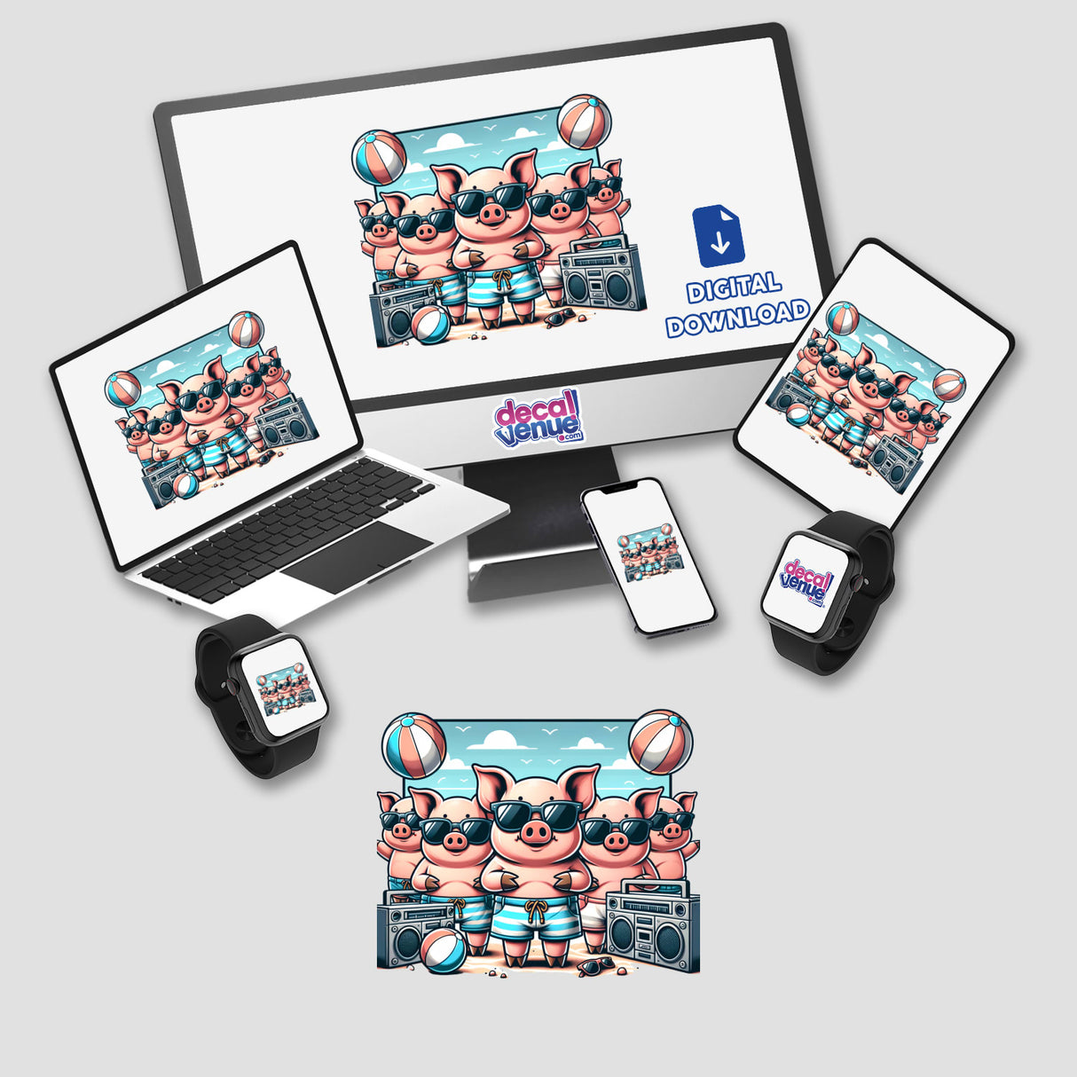 Pig Summer Beach Party Sunglasses Boombox