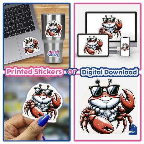 Crab Wearing a Shell Necklace and Sunglasses