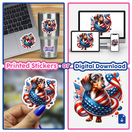 Patriotic Dachshund Wrapped in USA Flag
