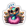 Cute Peacock Wearing Feather Boa and Glasses