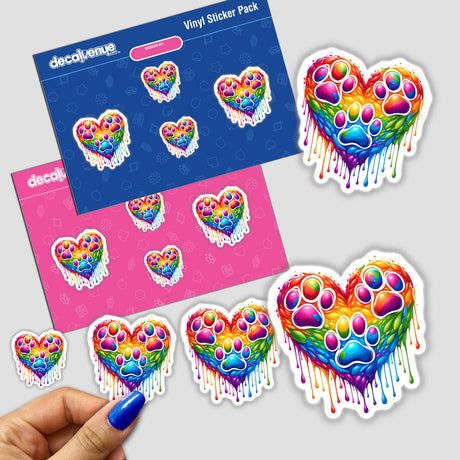 Dog Paw Print Heart Dripping Rainbow Pride